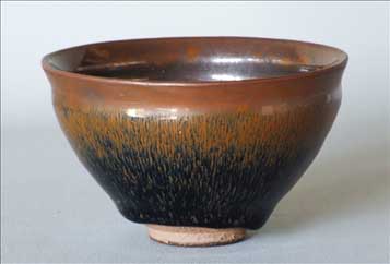 中国古玩　木の葉天目茶碗　トヒチル　直径15.3cm 東H5-0611☆2F