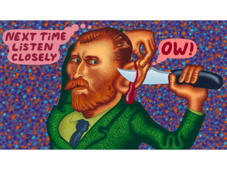 Peter Saul　Van Gogh Cuts Off His Ear　2019