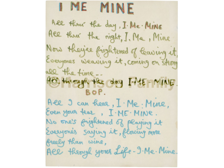 作詞原稿　「I Me Mine」