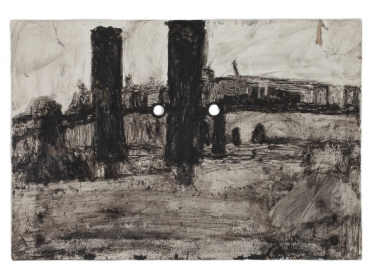 James Castle　Untitled (farmscape with forms)　n.d.